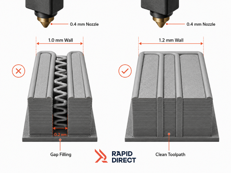3d printing Nozzle Multiple vs Gap Filling