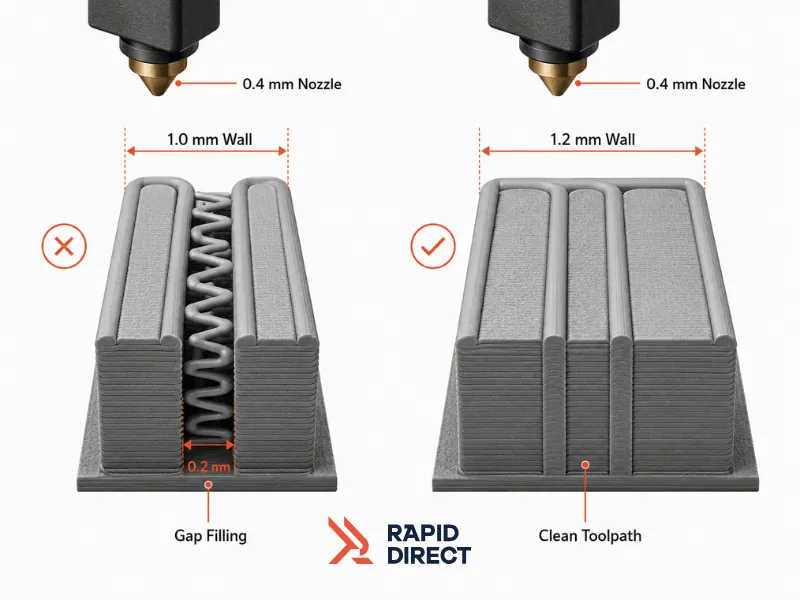 3d printing Nozzle Multiple vs Gap Filling