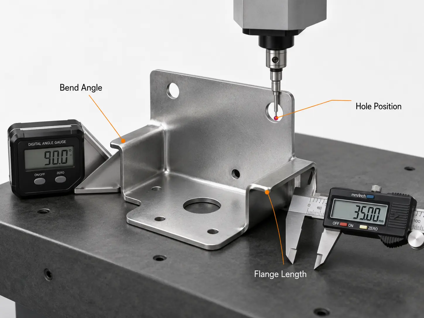 Precision sheet metal inspection with bend measurement tools