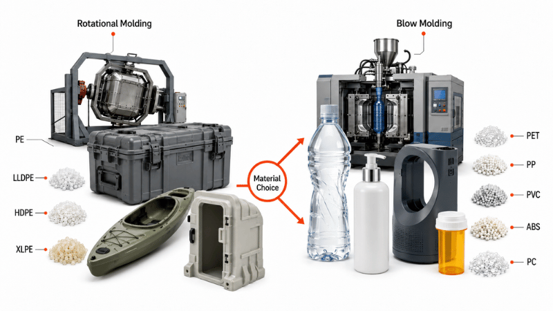 Plastic molding process comparison infographic