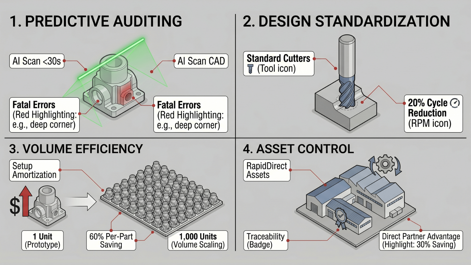 cnc cost reduction strategies 4 pillars