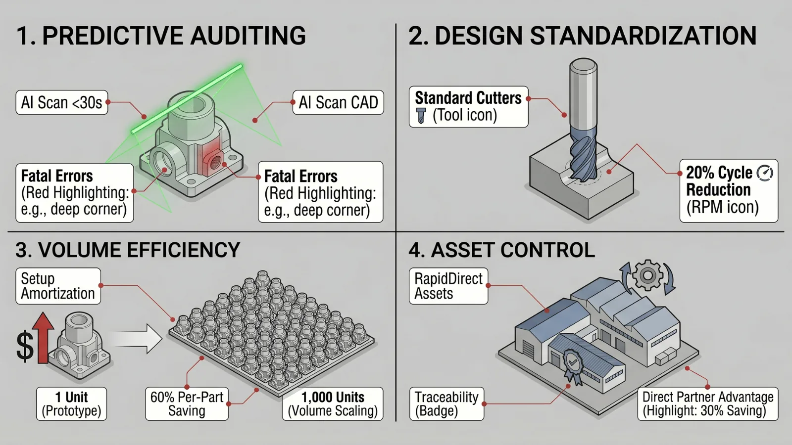 cnc cost reduction strategies 4 pillars