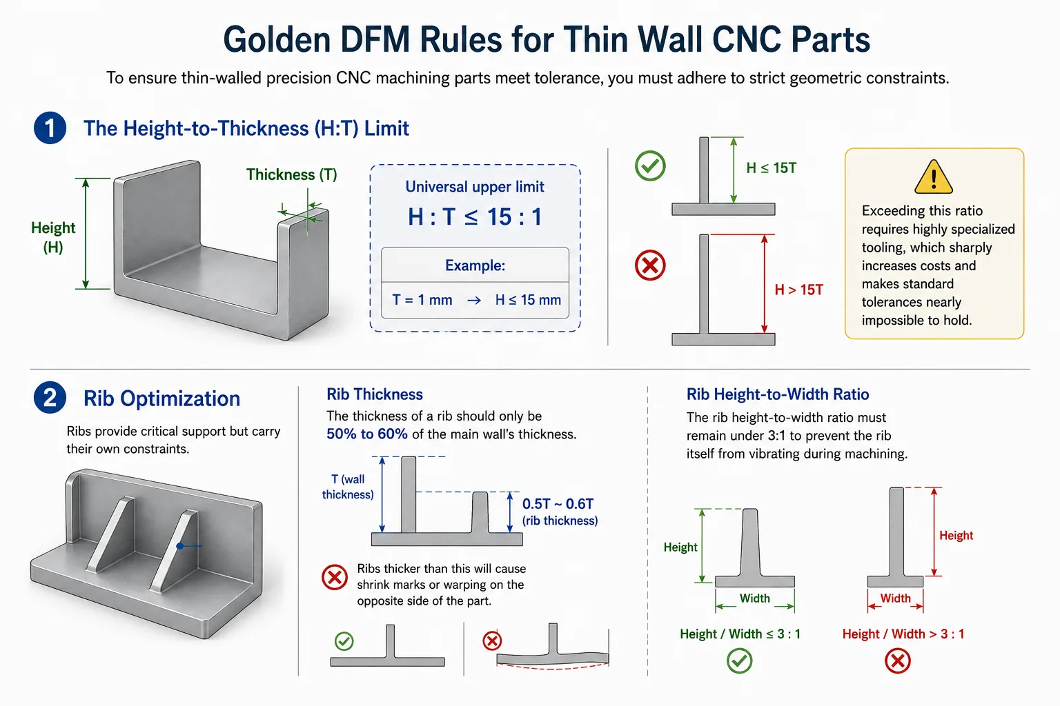 DFM Rules for Thin Wall CNC Parts