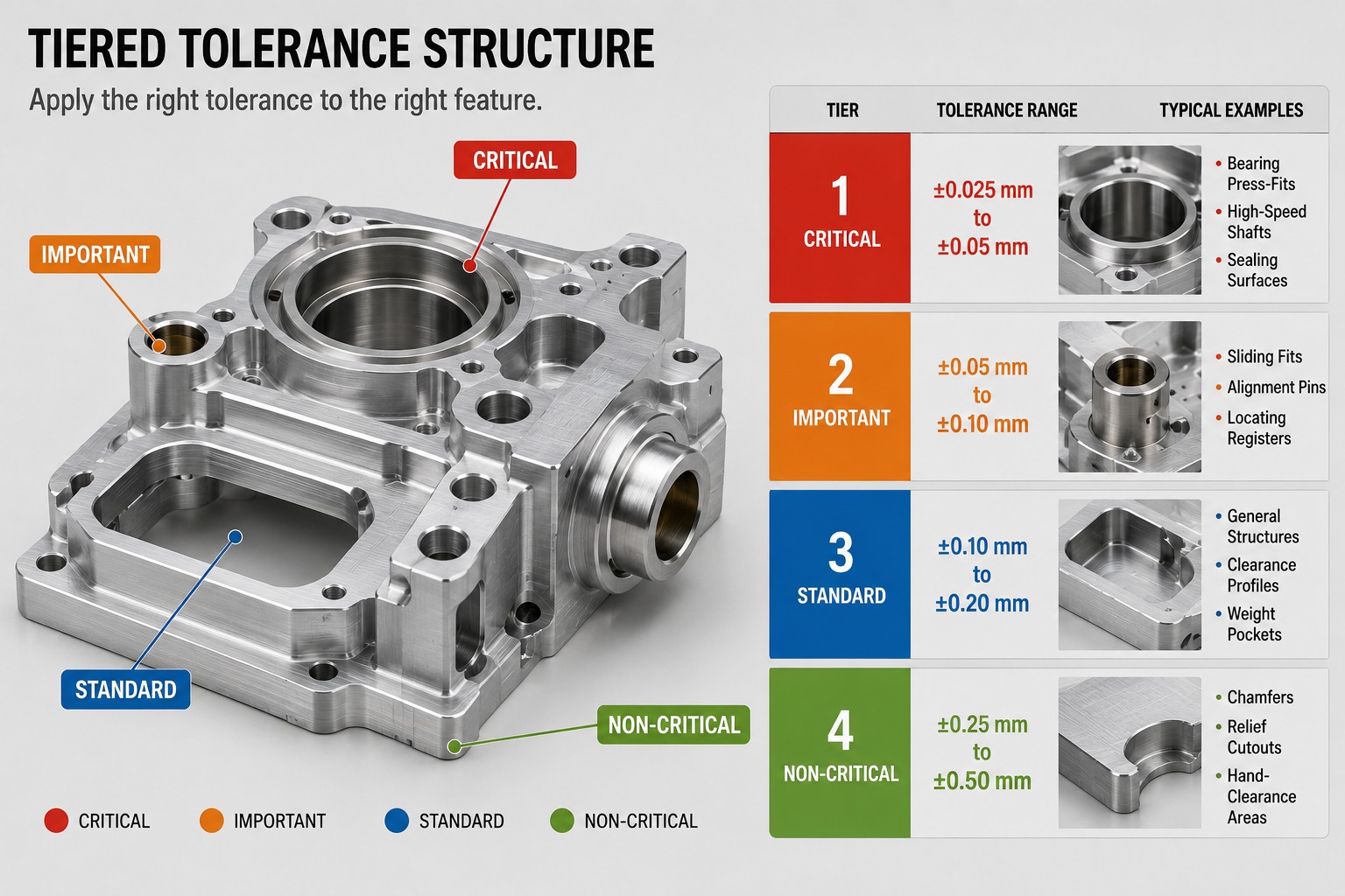 Tiered cnc Tolerance Structure