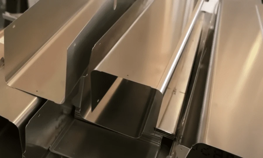 Brushed stainless steel sheets stacked after finishing