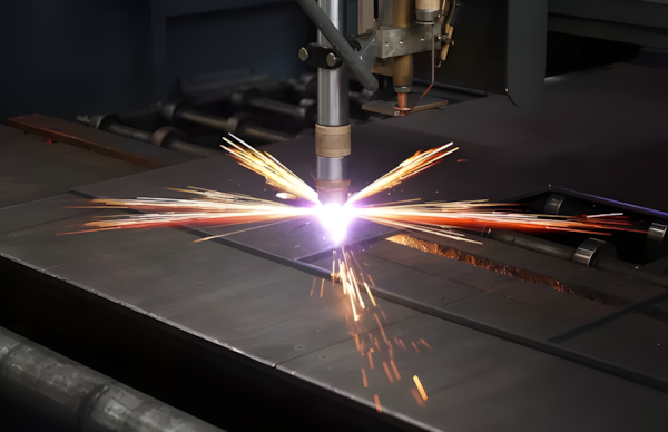 laser cutting machine in action