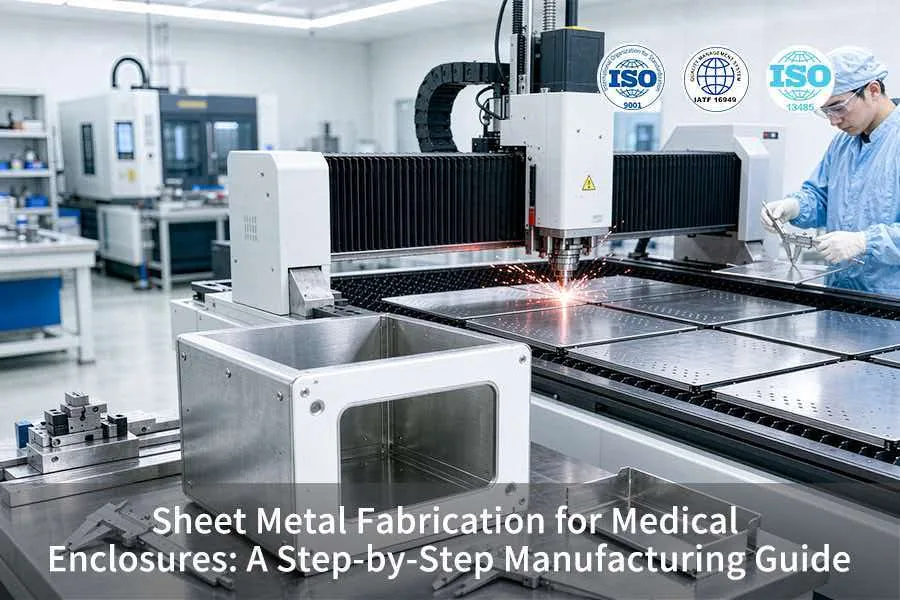 Sheet metal fabrication for medical enclosures on a fiber laser cell