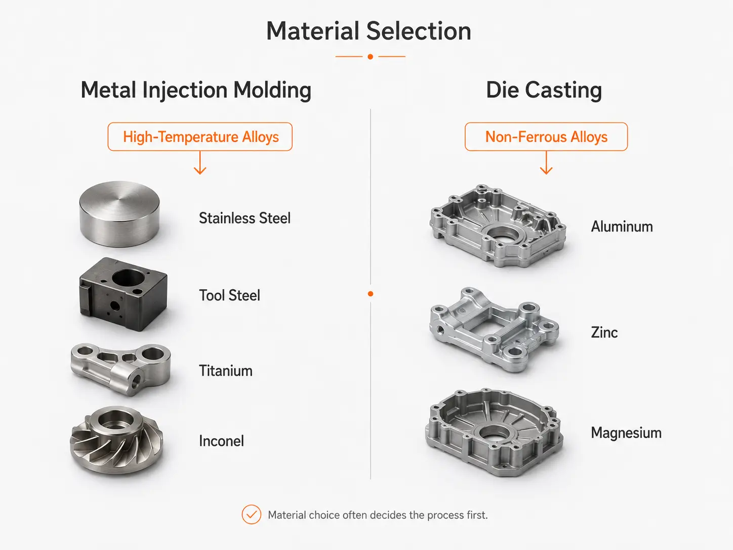 Materials used in MIM and Die Casting