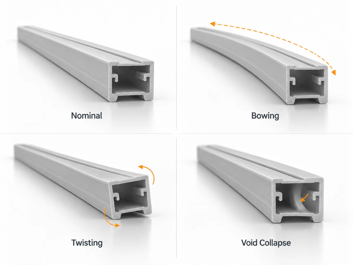 Common design-related defects on extruded plastic profiles