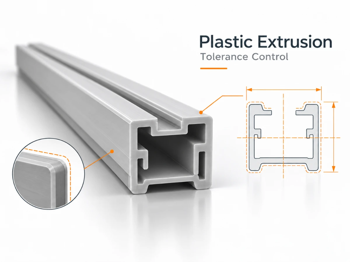 Extruded plastic profile with tolerances