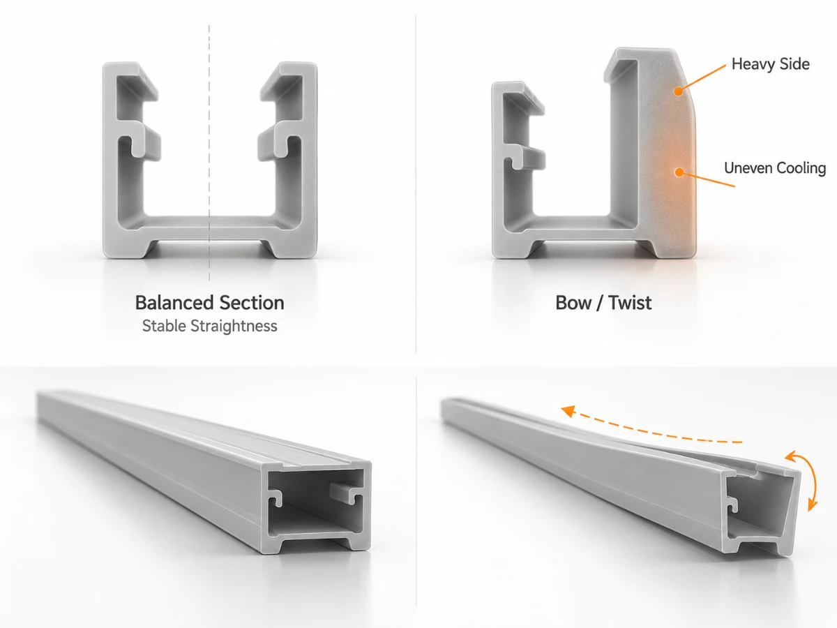 Dimensional cost of an imbalanced extruded section