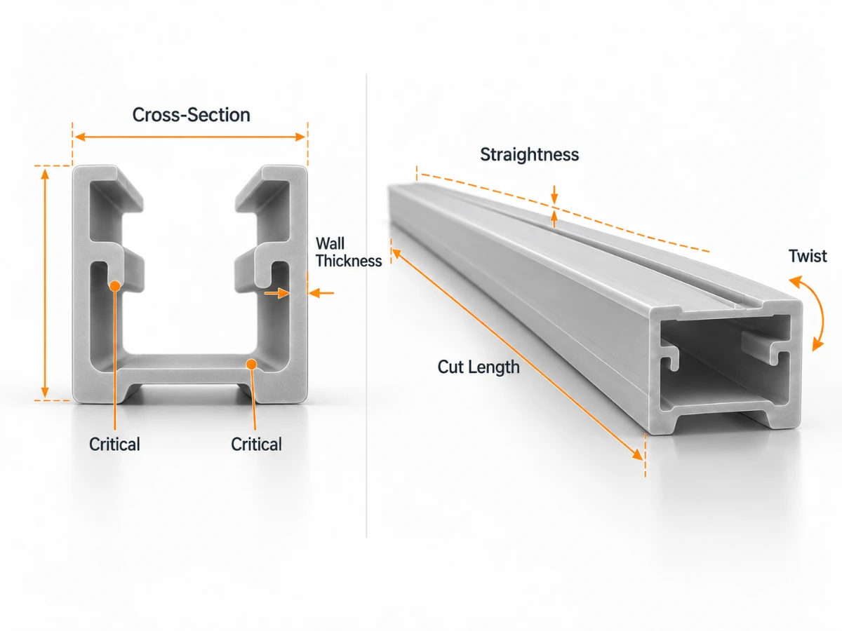 Tolerance classes applied to an extruded plastic profile