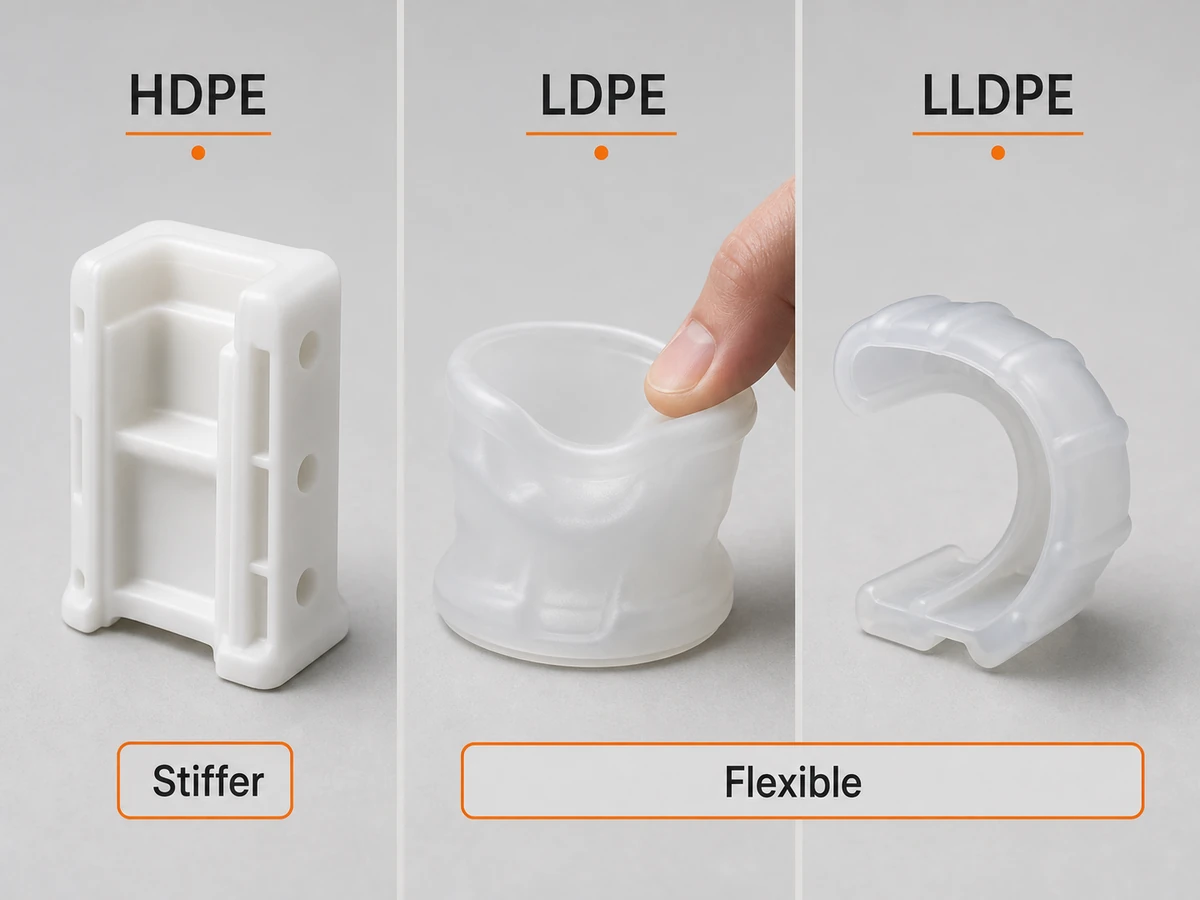 Comparison of HDPE LDPE and LLDPE molded part behavior