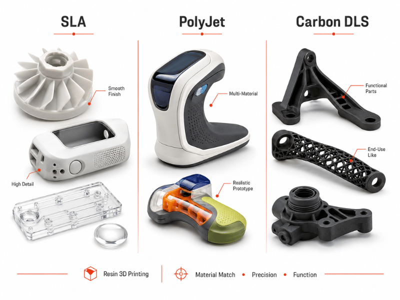 Resin 3D Printing SLA Polyjet Carbon DLS