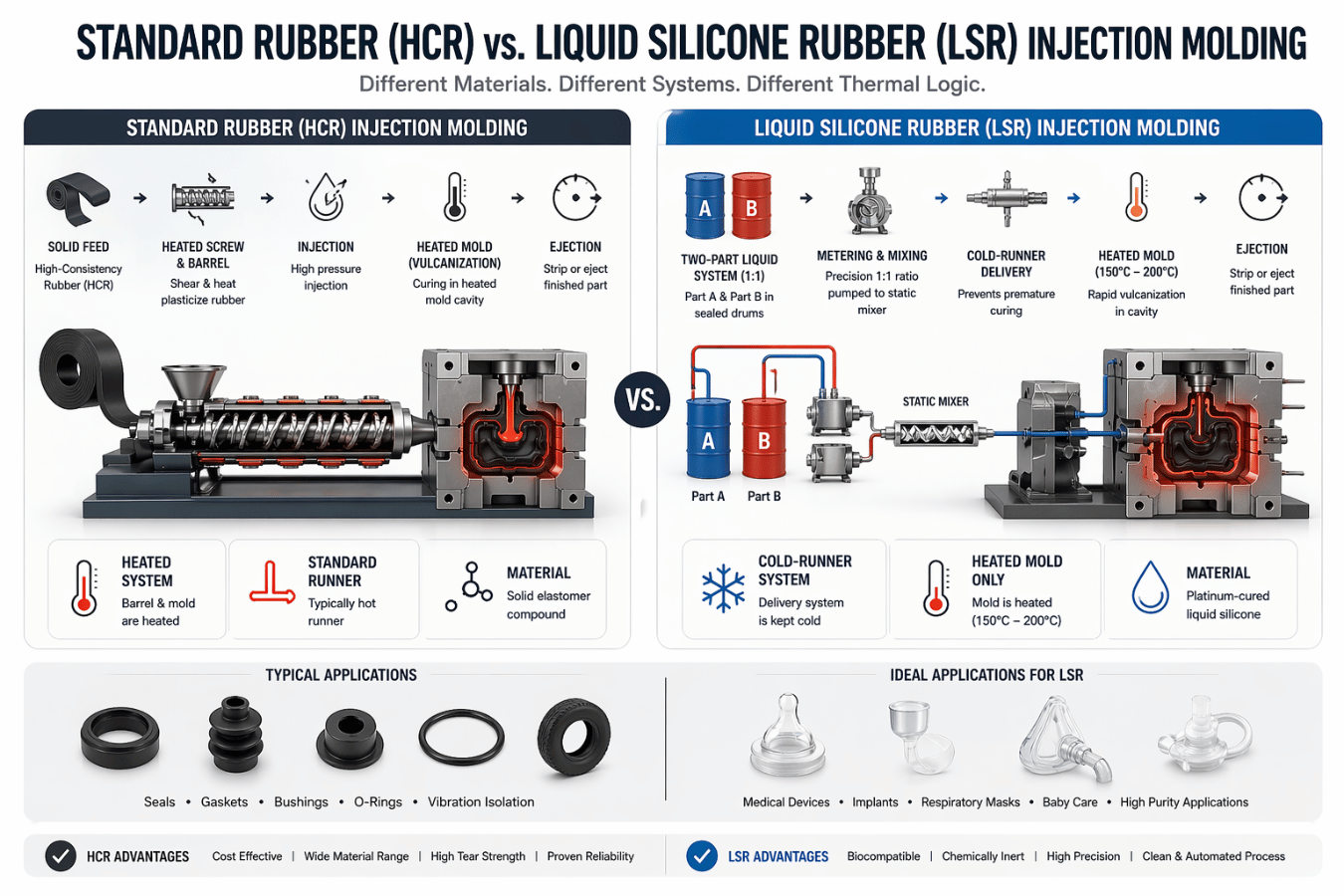 Standard Rubber vs. Liquid Silicone Rubber (LSR) Injection Molding