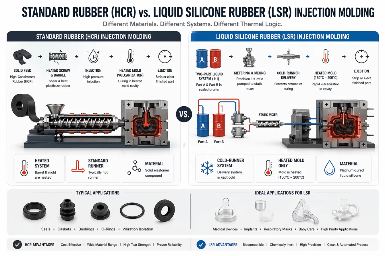 Standard Rubber vs. Liquid Silicone Rubber (LSR) Injection Molding