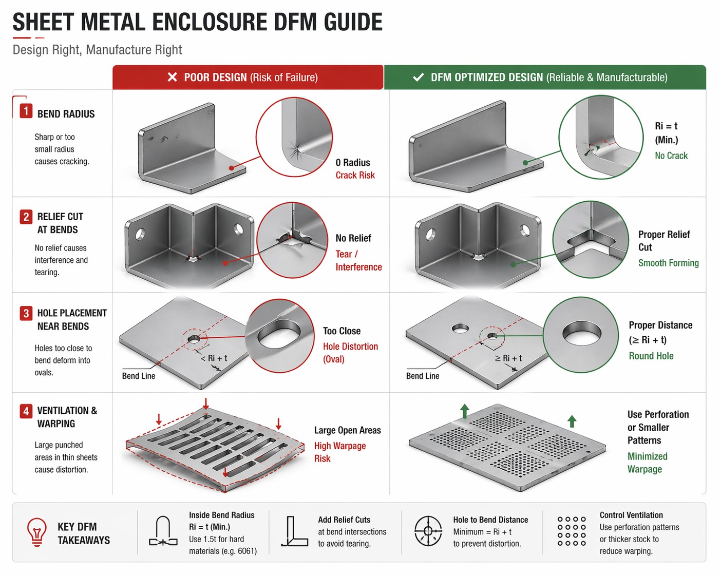 sheet metal dfm design bend radius hole clearance rules