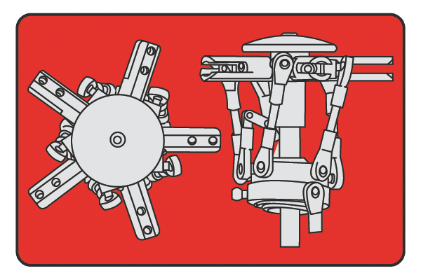 Helicopter rotor illustration showing machined aerospace components
