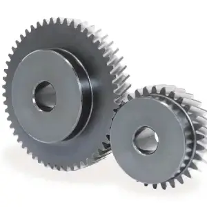 Helical gears with angled teeth on parallel shafts