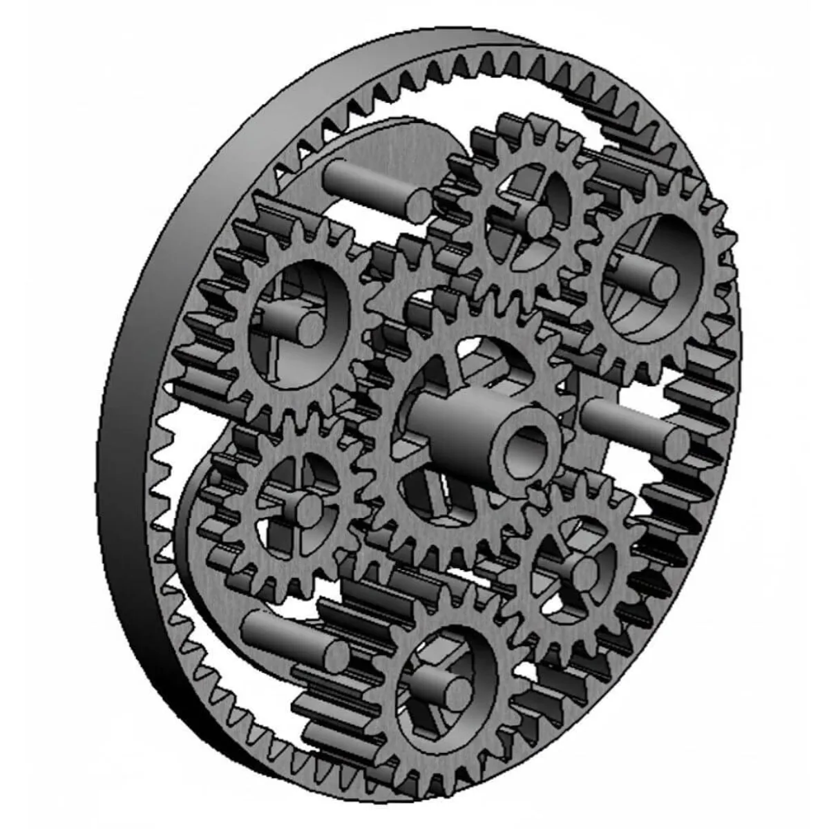 Planetary gear set with sun, planet and ring gears