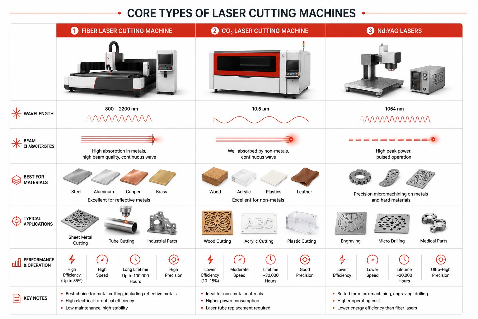fiber vs co2 vs nd yag laser cutting machines