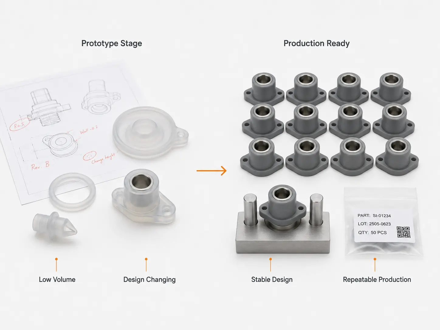 Prototype and production-ready silicone parts
