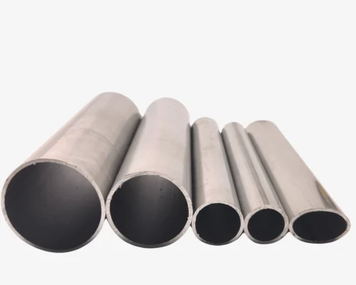 Stacked ASTM A53 carbon steel pipe with beveled ends