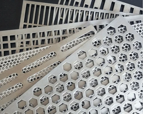 Perforated aluminum sheet with round and decorative holes