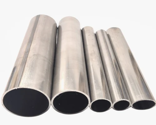 Bundles of carbon steel pipe in the yard